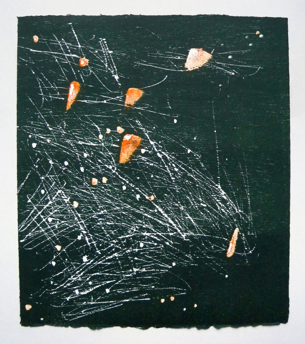 MARC FELD 2012 SONG FOR STEVE LACY 3 Gravure sur bois encre sur papier 25 x 26 cm (Tirage Patrick Vernet)