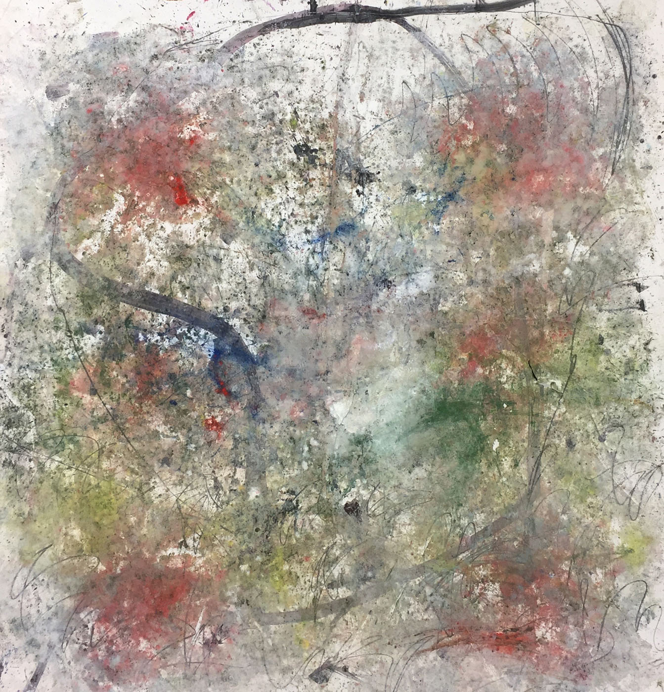 MARC FELD 2019 HAMLET Huile, acrylique, gouache, pigment et mine de plomb sur papier 150 x 165 cm