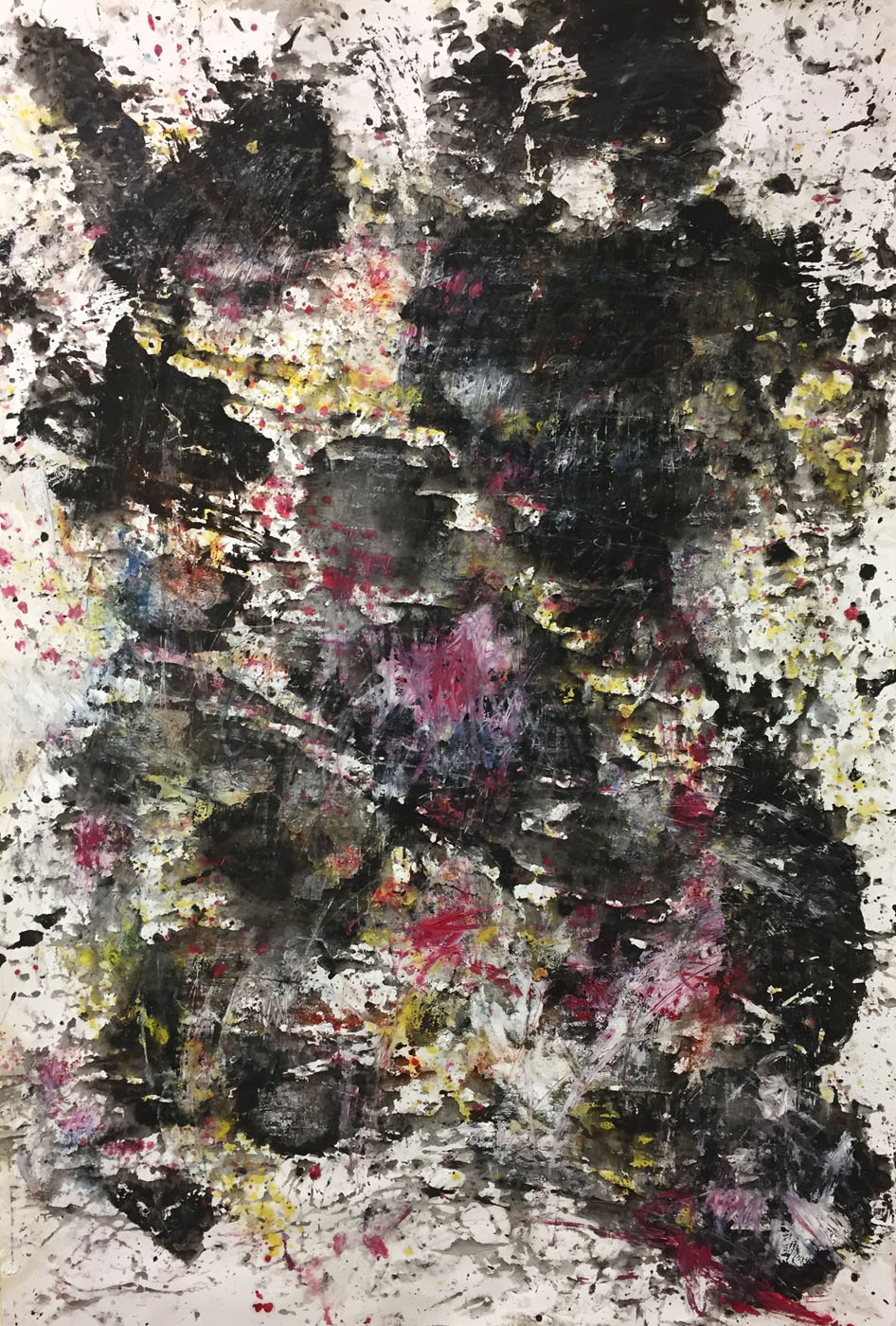MARC FELD 2019 DÉFLAGRATION DES SOURCES 4 Huile, pigment et gouache sur papier 89 X 130 cm