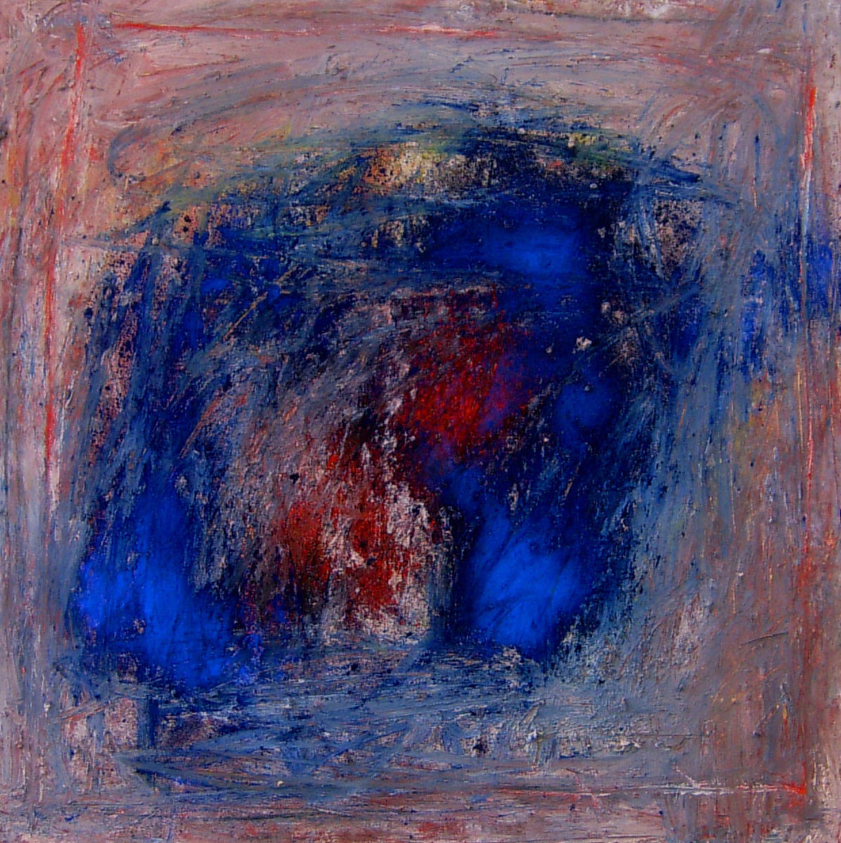 MARC FELD 2005 DANS LE FEU DU BLEU (pour Zéno bianu) Huile et pigment sur toile 80 x 80 cm