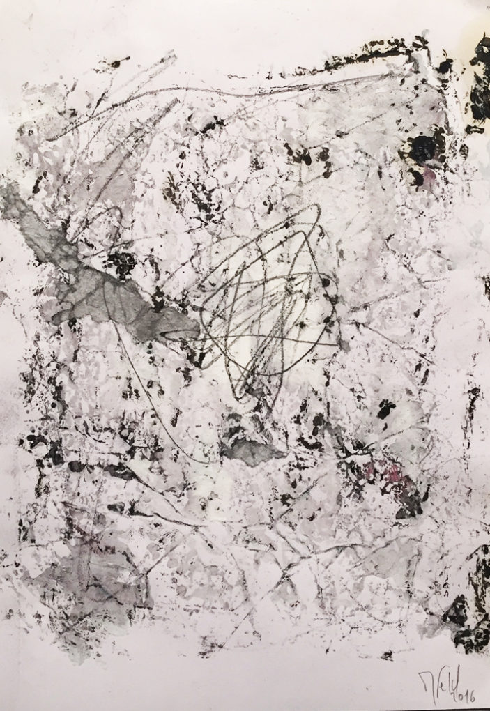 MARC FELD 2016 ALGÈBRE Huile, acrylique, mine de plomb sur papier 21 x29,7 cm