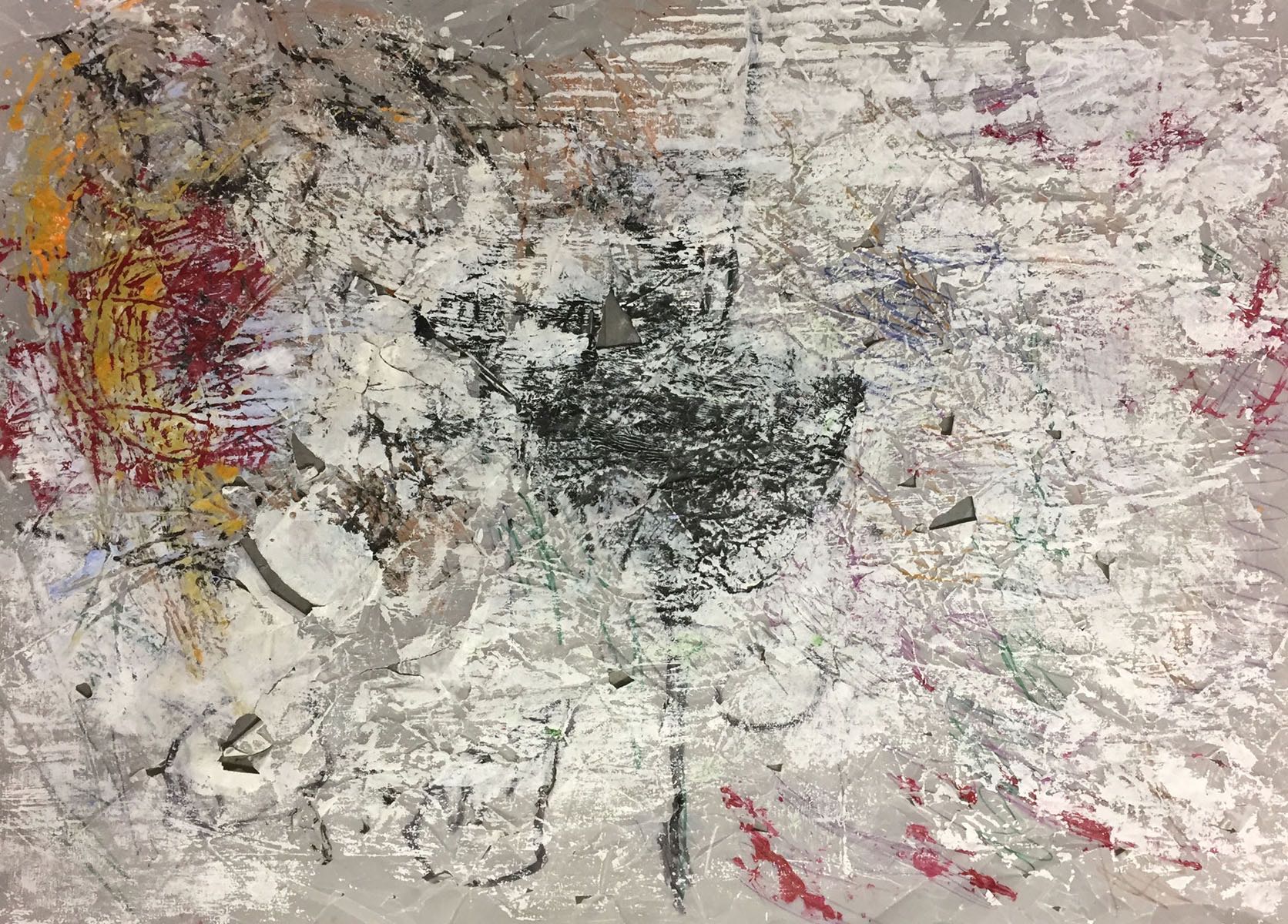 MARC FELD 2018 ENFANCE Huile et pigment sur papier calque 87 x 62 cm