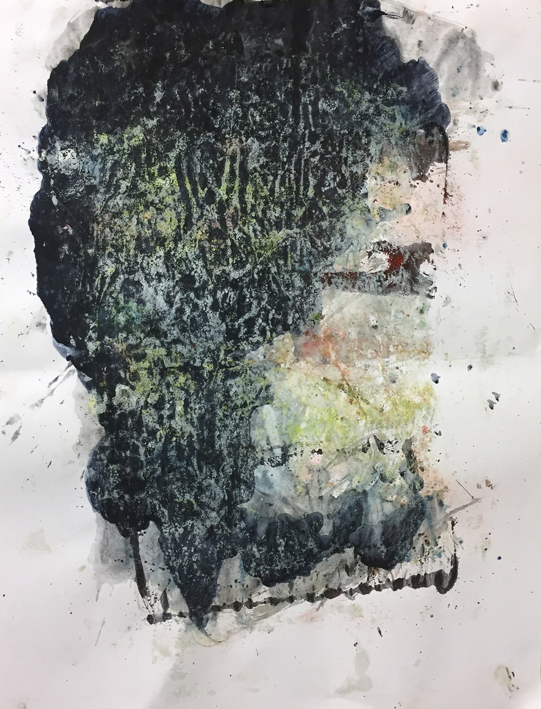 MARC FELD 2019 PIERRE SANS CHAGRIN Acrylique, gouache et pigments sur papier 50 x 65 cm